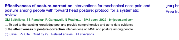 Title and abstract of The Effectiveness of Posture-Correction Programs on Musculoskeletal Pain: A Narrative Review