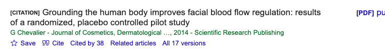Title and abstract of Grounding the Human Body Improves Facial Blood Flow Regulation
