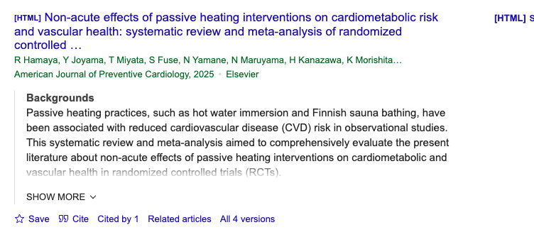 Title and abstract of Non-acute effects of passive heating interventions on cardiometabolic risk and vascular health