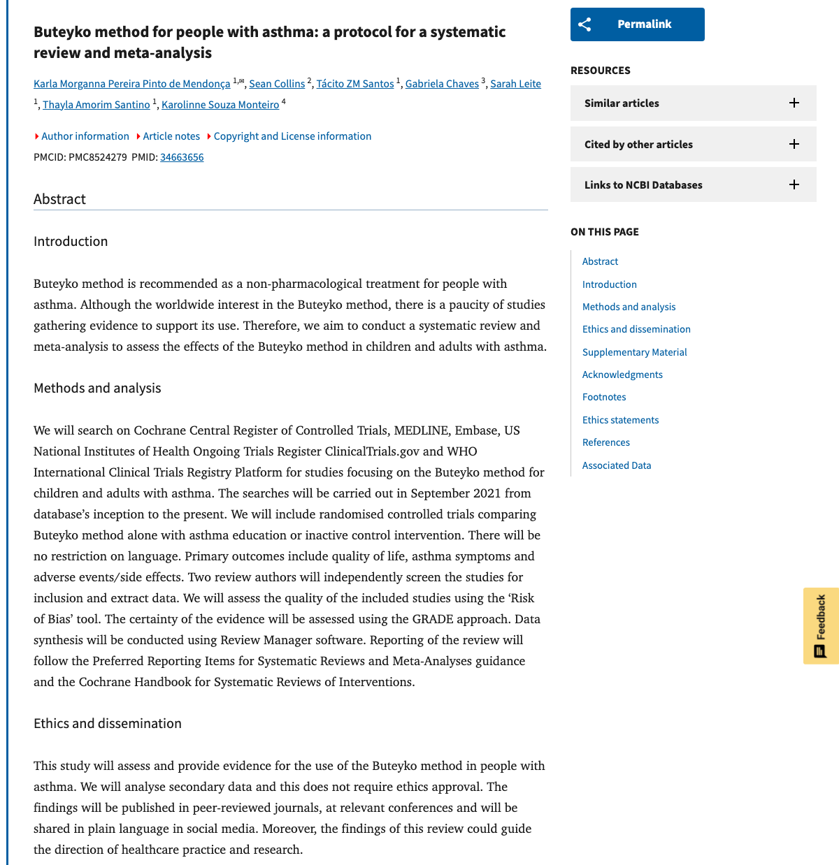 Title and abstract of Buteyko method for people with asthma: a protocol for a systematic review and meta-analysis.