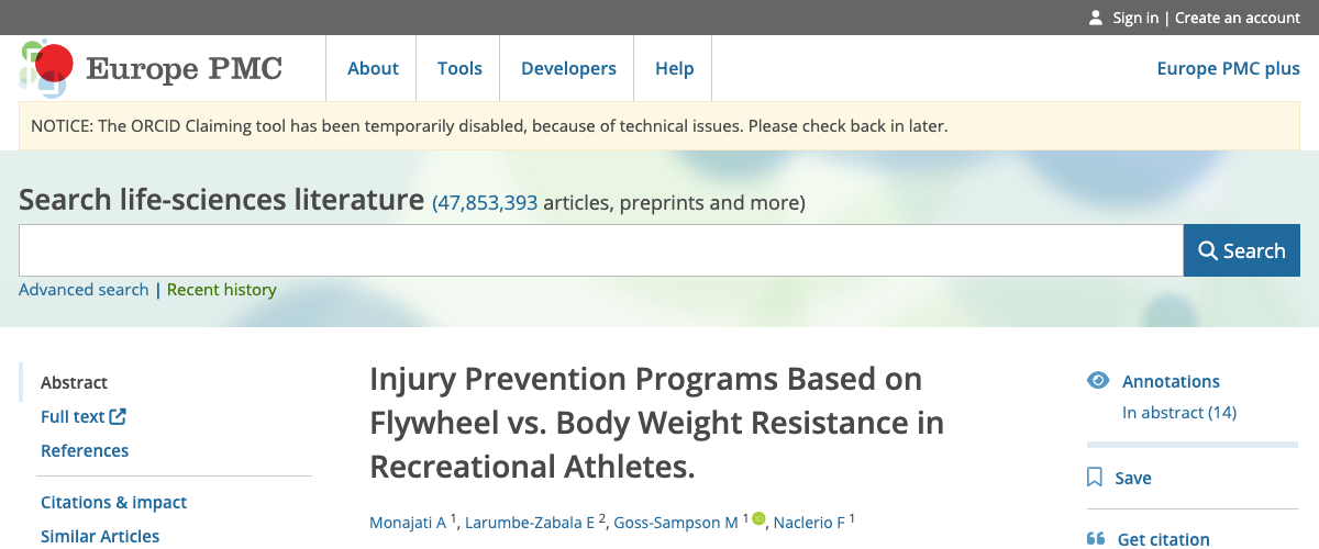 Title and abstract of Injury Prevention Programs Based on Flywheel vs. Body Weight Resistance in Recreational Athletes.