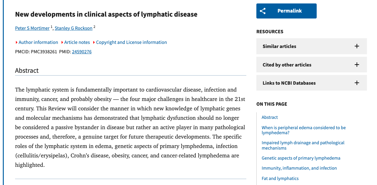 Title and abstract of New developments in clinical aspects of lymphatic disease